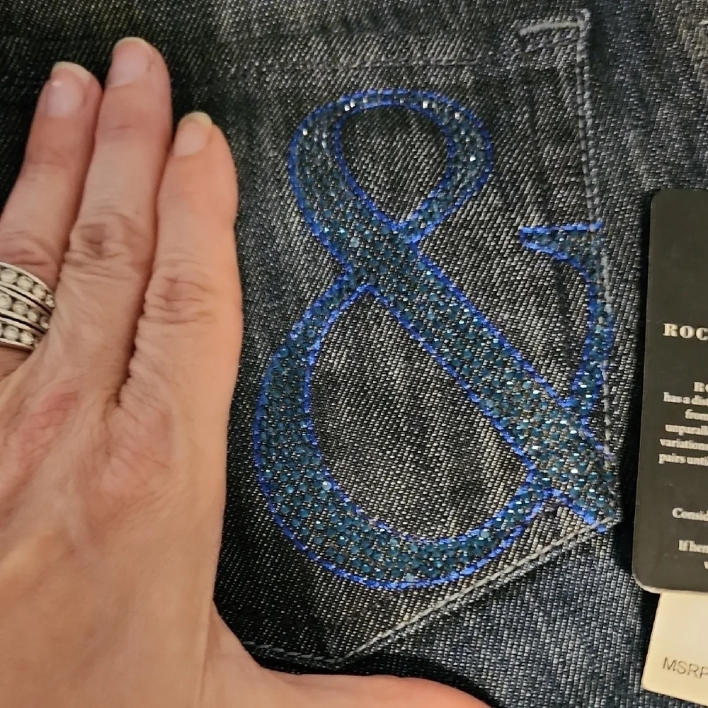 Rock & Republic NWT STELLA Straight Denim Jeans W/GEMS SIZE 29